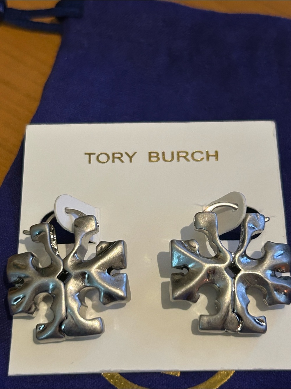 Tory Burch Roxanne Hidden Logo Silver Earrings